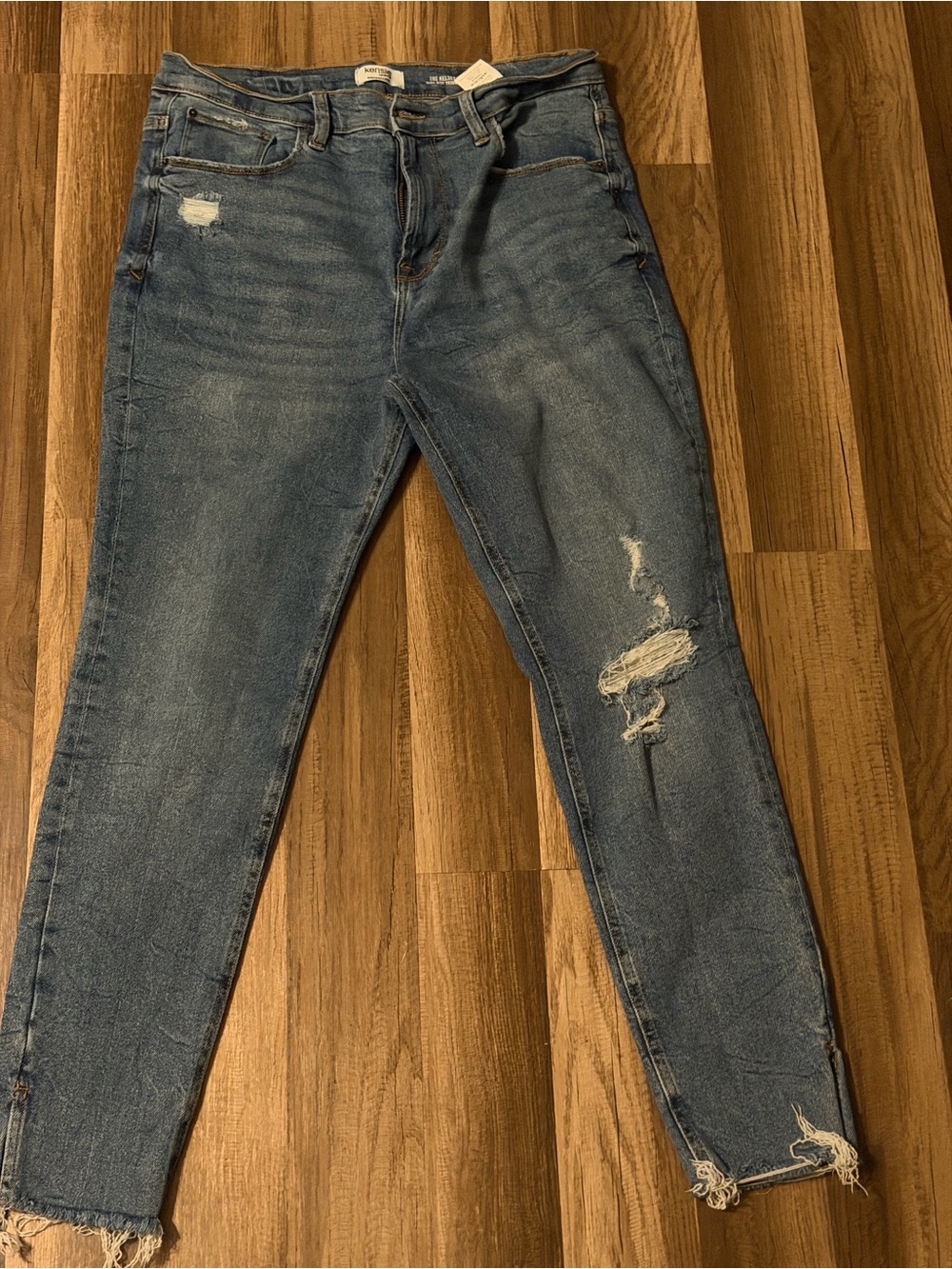 Kensie High-Rise Distressed Blue Denim Jeans